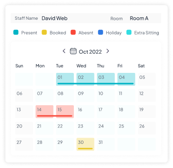 Real-time attendance tracking feature showing child check-in and check-out data on The Nursery App dashboard.