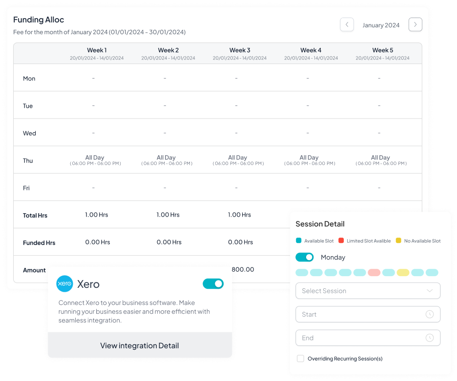Icon representing an all-in-one nursery operations dashboard with enrollment, billing, and scheduling tools